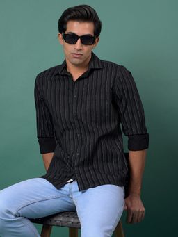 CRIMSOUNE CLUB - Men's Black Vertical Stripes Shirt