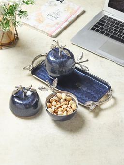 De Maison Decor - Dravelion Blue Pearl Apple Set (Pack of 2)