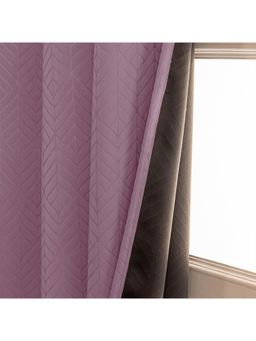 HOMEMONDE - Lilac Geometric Window 6 Feet Polyester Black Out Curtains (Pack of 2)