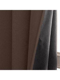 HOMEMONDE - Brown Abstract Window 5 Feet Polyester Black Out Curtains (Pack of 2)