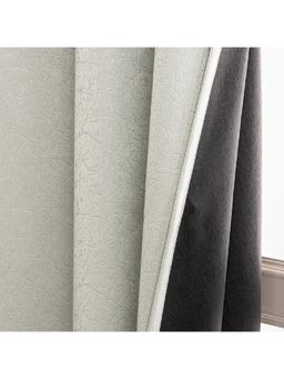 HOMEMONDE - Cream Abstract Long Door 9 Feet Polyester Black Out Curtains (Pack of 2)