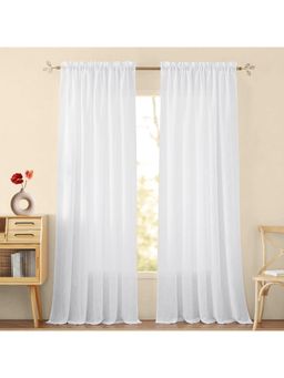 HOMEMONDE - White Solid Window 5 Feet Cotton Sheer Curtains (Pack of 2)