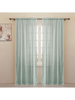 HOMEMONDE - Grey Solid Window 6 Feet Cotton Sheer Curtains (Pack of 2)
