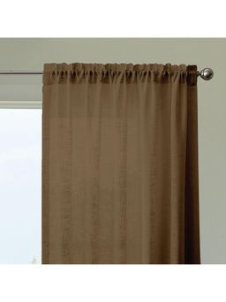 HOMEMONDE - Brown Solid Long Door 10 Feet Cotton Sheer Curtains (Pack of 2)