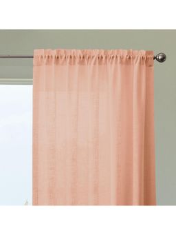 HOMEMONDE - Peach Solid Long Door 9 Feet Cotton Sheer Curtains (Pack of 2)