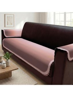 Story@Home - 3 Seater Silky Soft Velvet Sofa Cover Coral Pink & Dusty Rose