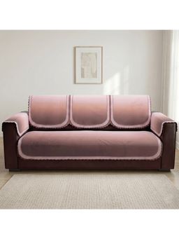 Story@Home - 3 Seater Silky Soft Velvet Sofa Cover Coral Pink & Dusty Rose