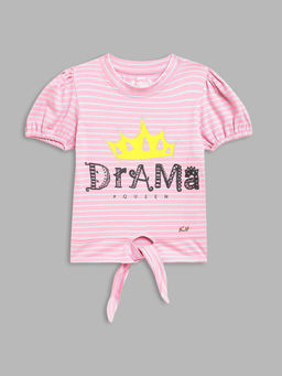 Blue Giraffe - Girls Pink Printed T-Shirt