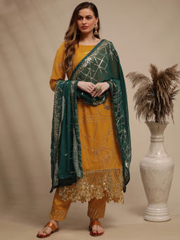 Stylee LIFESTYLE - Yellow Georgette Embroidered Dress Material