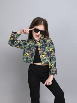 Taffy - Multi-Color Tropical Printed Crop Jacket