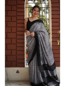 Anjaneya Sarees - Cotton Woven Grey Saree With Unstitched Blouse