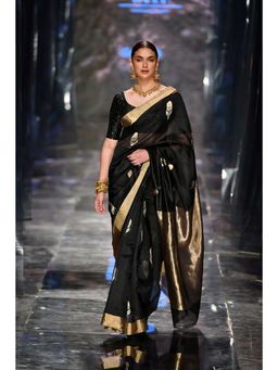 Anjaneya Sarees - Banarasi Woven Black Saree With Unstitched Blouse