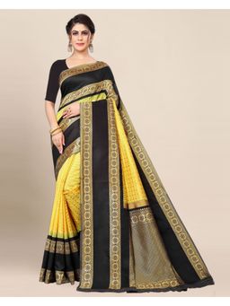 Anjaneya Sarees - Banarasi Geometric Yellow Saree With Unstitched Blouse