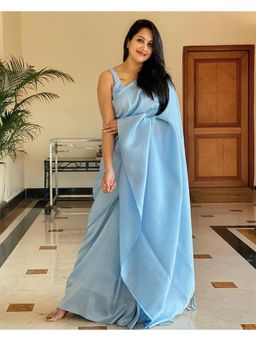 Anjaneya Sarees - Banarasi Woven Blue Saree With Unstitched Blouse