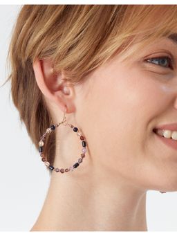 Accessorize London - Womens Purple Amber Beaded Hoop Earring