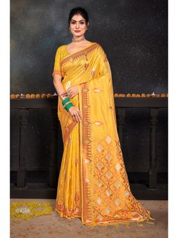 EXCLUSIVA - Yellow Banarasi Saree with Unstitched Blouse