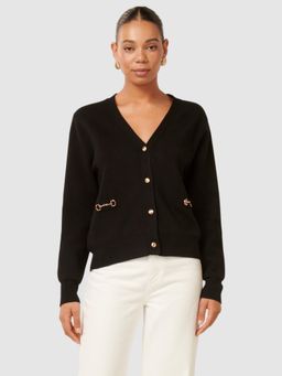 Forever New - Black Solid Cardigan