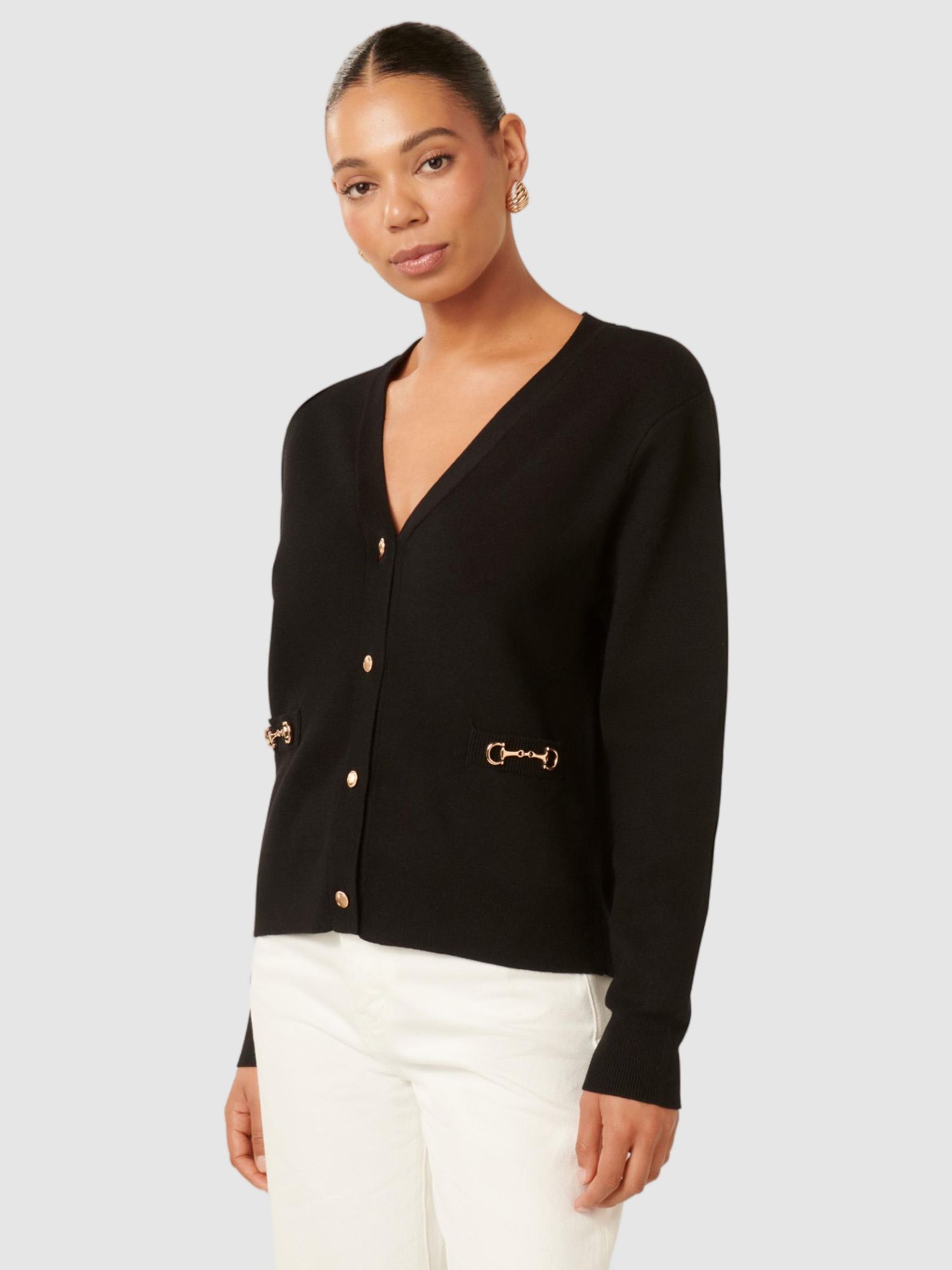 Buy Forever New Black Solid Cardigan Online