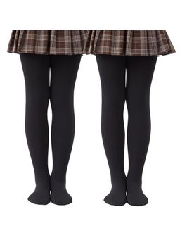 BRACHY - Girls Black Thermal Tights (Pack of 2)