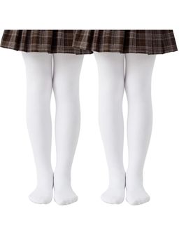 BRACHY - Girls White Thermal Tights (Pack of 2)