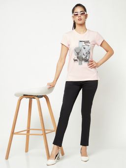 CRIMSOUNE CLUB - Women Pink Graphic Print T-Shirt