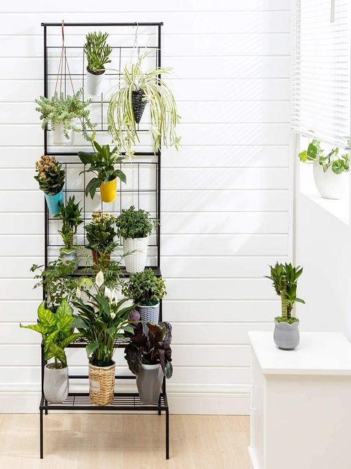 Ecofynd 3 Tier Black Metal Plant Stand