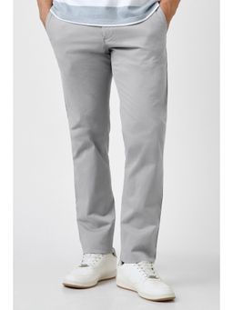 Peter England - Men Grey Solid Slim Fit Trousers