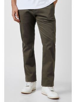Peter England - Men Brown Textured Slim Fit Trousers