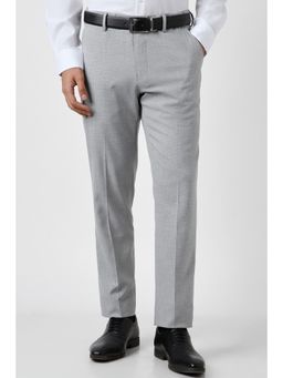 Peter England - Men Grey Check Trousers