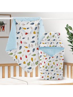 StarAndDaisy - Blue Medium New Born Baby Essentials Baby Swaddle 2 In 1 Wrap And Blanket (0-12 Months)