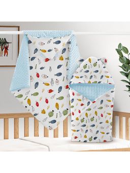 StarAndDaisy - Blue Small New Born Baby Essentials Baby Swaddle 2 In 1 Wrap And Blanket (0-12 Months)