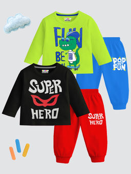 Kuchipoo - Boys Multi-Color Regular Fit T-Shirts with Joggers