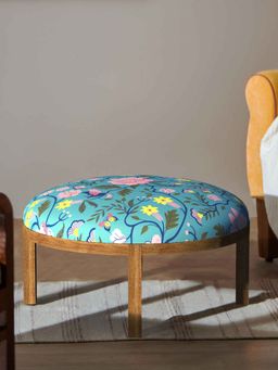 Chumbak - Bohemian Ottoman - Spring Bloom Teal