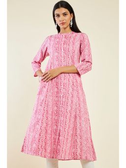 Soch - Women Pink Rayon Printed Kurta