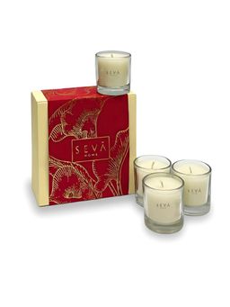 SEVA HOME - White Celebration Shot Glass Scented Candles - Gift Set (Pack of 4)