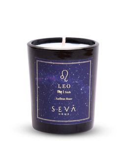 SEVA HOME - Leo Zodiac Candle Soy Wax Candle Hand-Poured Candle Kesar Rose Juhi Fragrance