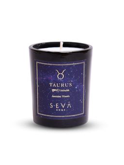 SEVA HOME - Taurus Zodiac Candle Soy Wax Candle Hand-Poured Candle White Sandal & Chameli Fragrance