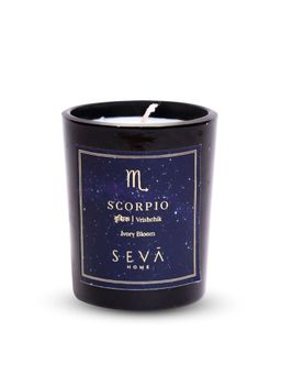 SEVA HOME - Scorpio Zodiac Candle Soy Wax Candle Hand-Poured Candle White Sandal & Kadam Fragrance