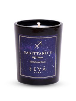 SEVA HOME - Sagittarius Zodiac Candle Soy Wax Hand-Poured Candle Kewda & White Sandalwood Fragrance