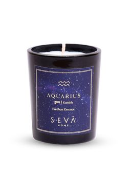 SEVA HOME - Aquarius Zodiac Candle Soy Wax Candle Hand-Poured Candle Loban & Mitti Fragrance