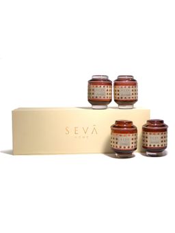 SEVA HOME - Sacred Spaces Gifting Set Luxury Scented Candle Gift Natural (Pack of 4)
