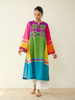Rustorange - Multi-Color Colorblock Regular Kurta