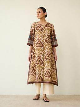 Rustorange - Brown Embellished/Sequined Regular Kurta