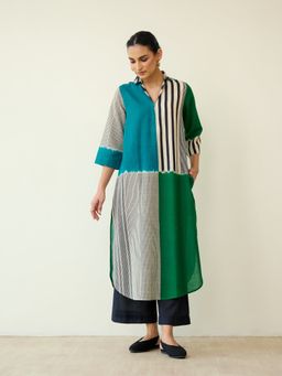 Rustorange - Multi-Color Colorblock Regular Kurta
