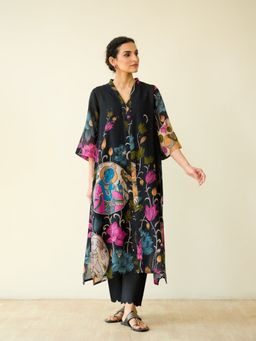Rustorange - Black Embellished/Sequined Regular Kurta