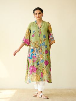 Rustorange - Green Embellished/Sequined Regular Kurta