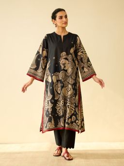 Rustorange - Black Embellished/Sequined Regular Kurta