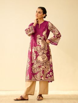 Rustorange - Mauve Embellished/Sequined Regular Kurta