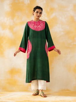 Rustorange - Green Embellished/Sequined Regular Kurta