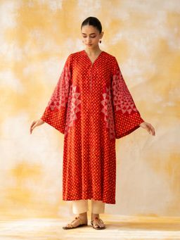 Rustorange - Red Printed Regular Kurta
